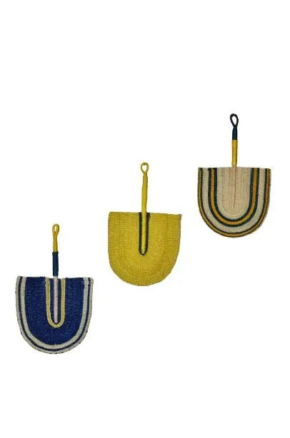 Woven Sisal Hand Fan Wall Hanging – African Decorative Fan (Set of 3)