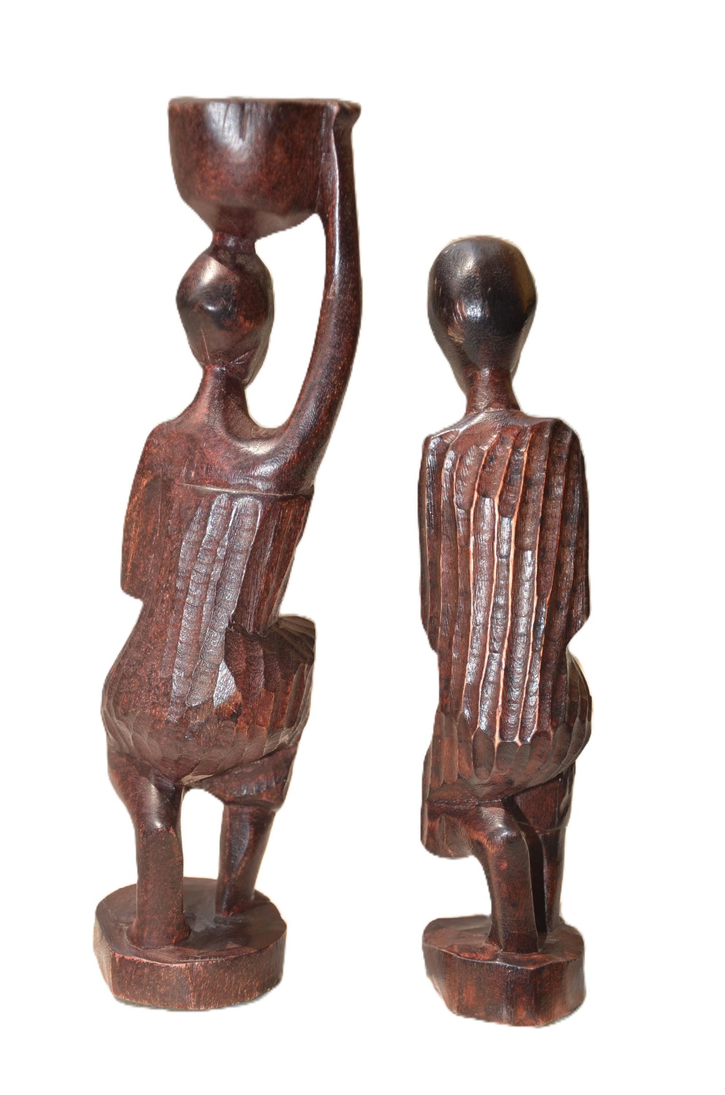 Rwandan King’s Servants Statues – Hand-Carved Wooden Figurines