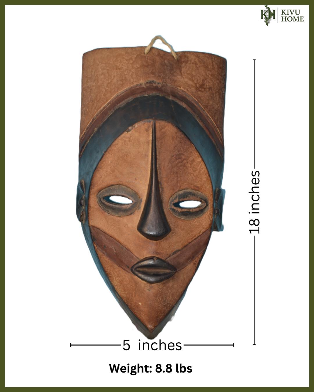 African Balega Lega Mask Tribal Wall Decor Hand Carved Art Modern Housewarming Gift