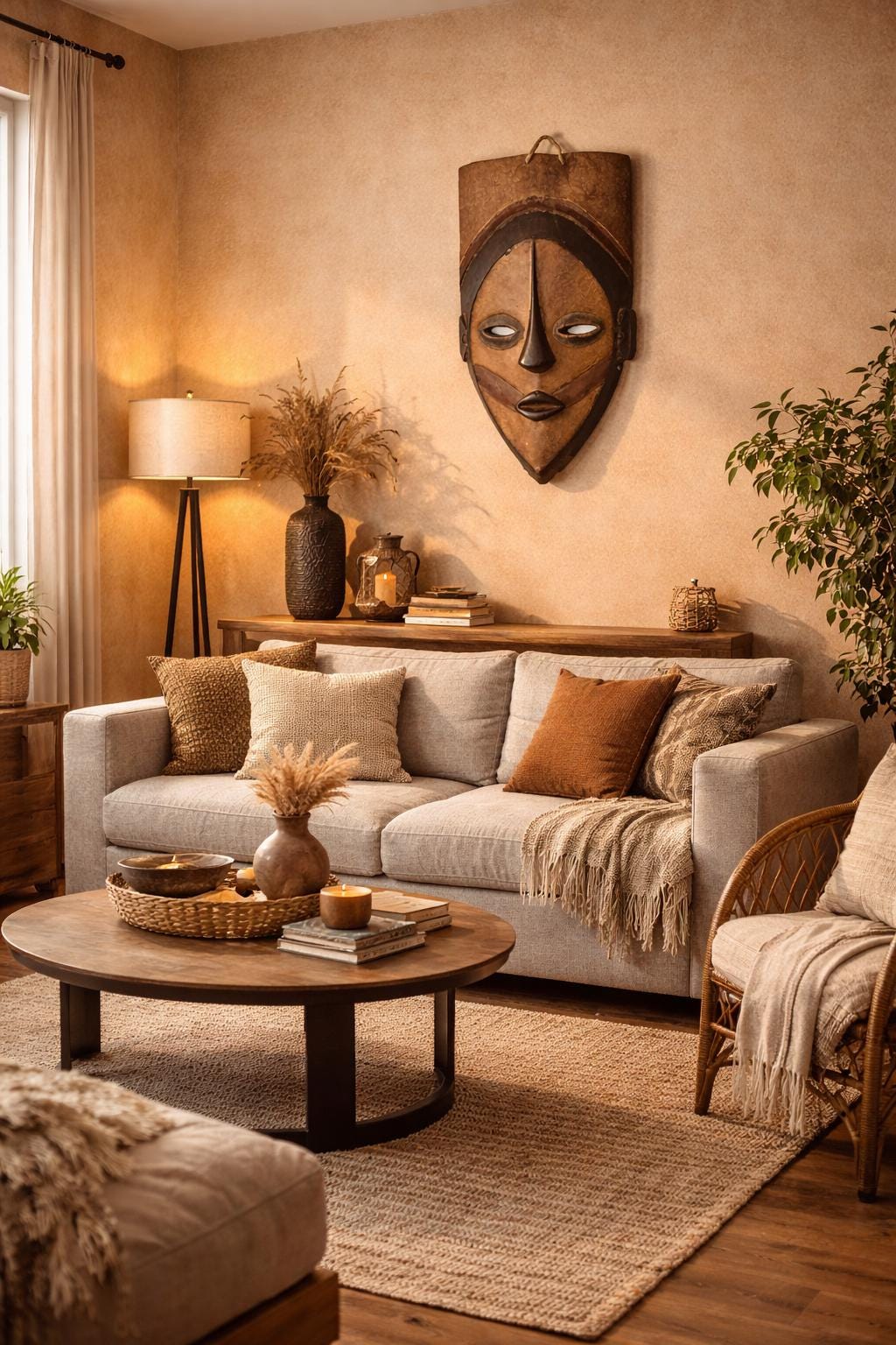 African Balega Lega Mask Tribal Wall Decor Hand Carved Art Modern Housewarming Gift