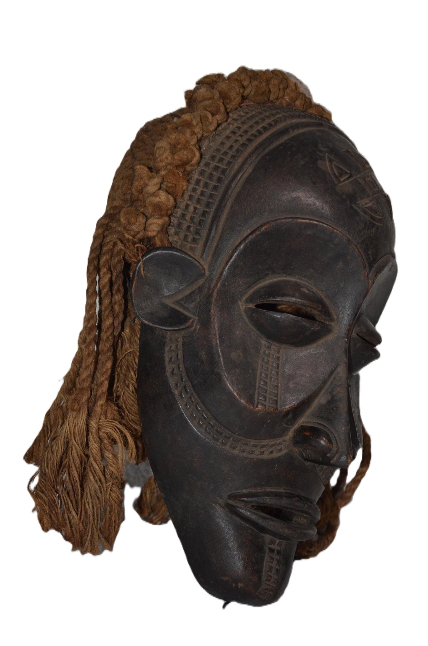 African Chokwe Mwana Pwo Mask Hand Carved Tribal Ancestor Wall Decor Housewarming Gift