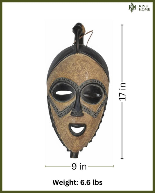 African Wall Decor Fang Ngil Mask, Hand Carved Gabon Tribal Art, Modern Housewarming