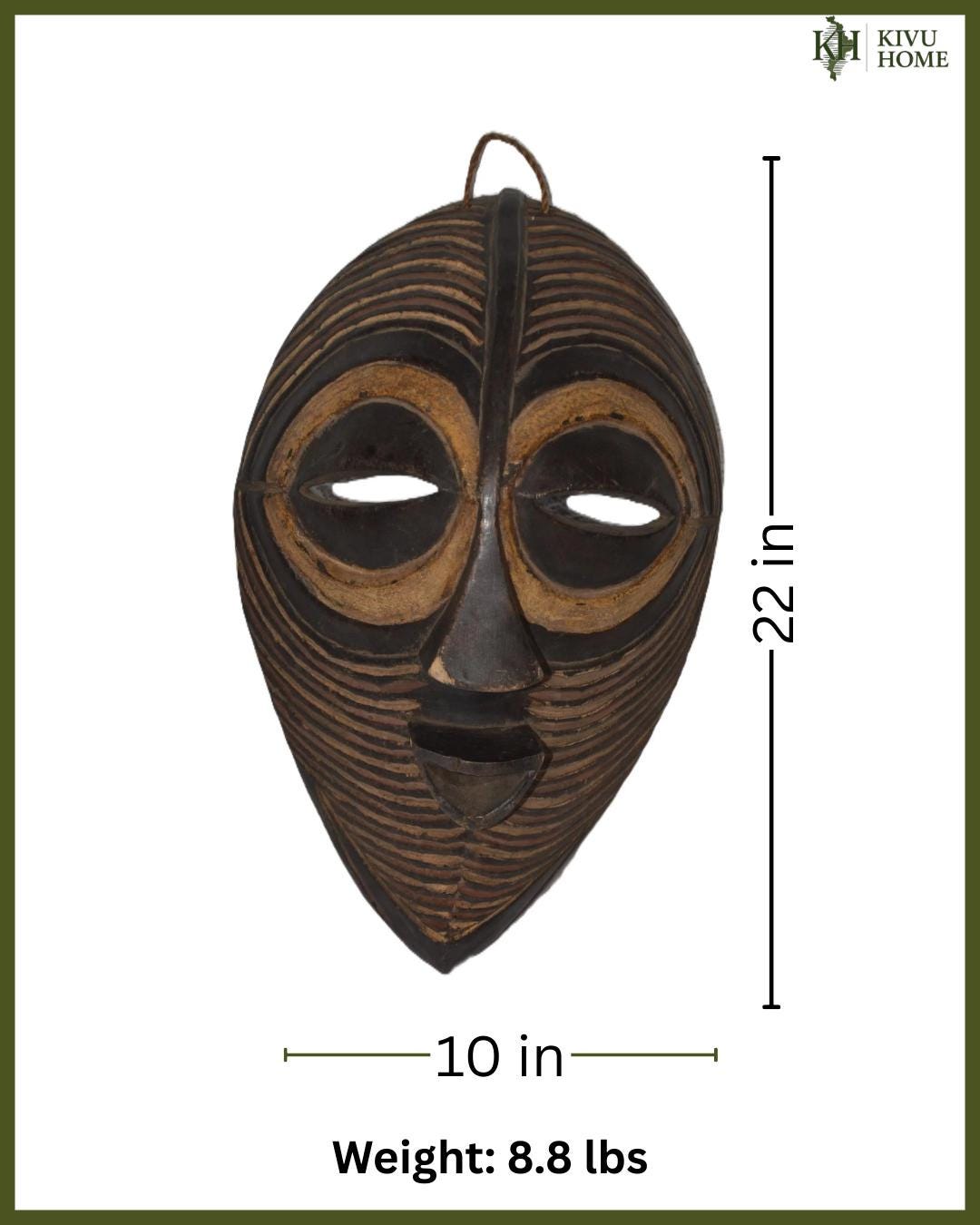 Hand Carved Kifwebe Mask – Songye Luba Wood Tribal Wall Art, Congo Decor
