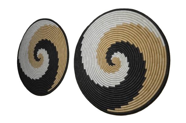 Set of 3 Handwoven Sisal Raffia Wall Baskets, Boho African Farmhouse Decor