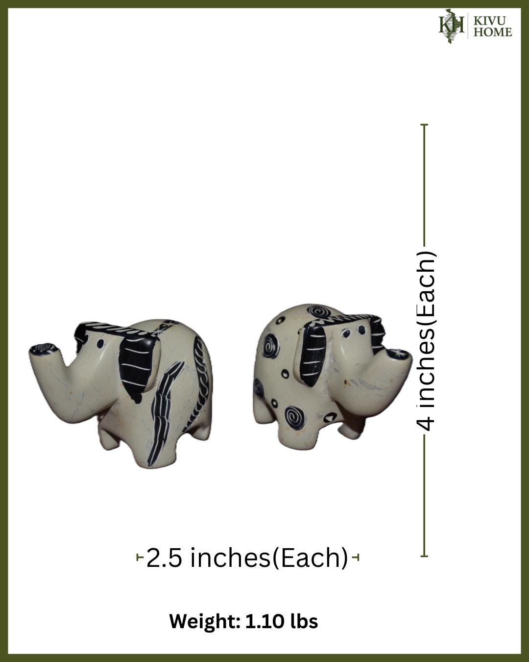 Hand Carved Soapstone Elephant Figurines & Coaster Set – Kenyan Tribal Art Decor