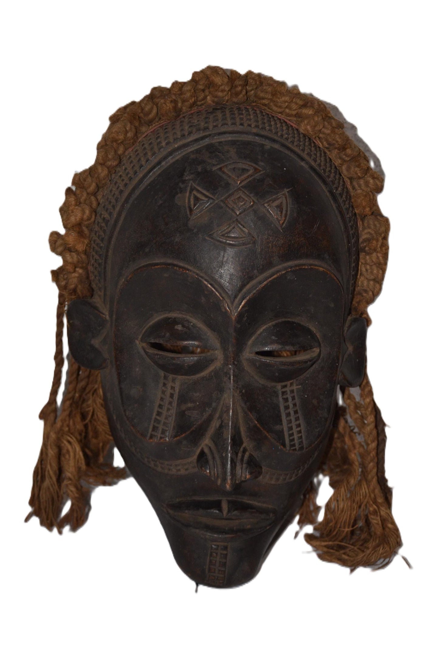 African Chokwe Mwana Pwo Mask Hand Carved Tribal Ancestor Wall Decor Housewarming Gift