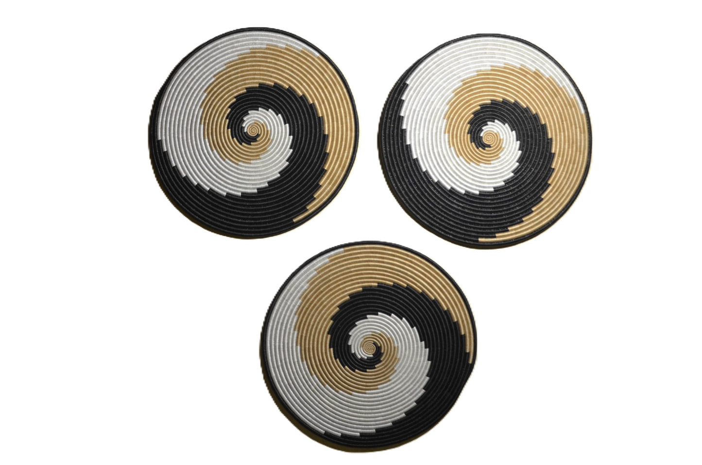 Set of 3 Handwoven Sisal Raffia Wall Baskets, Boho African Farmhouse Decor