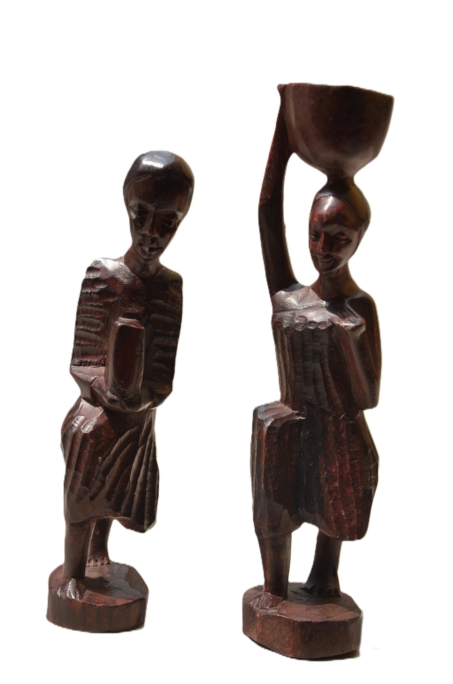 Rwandan King’s Servants Statues – Hand-Carved Wooden Figurines