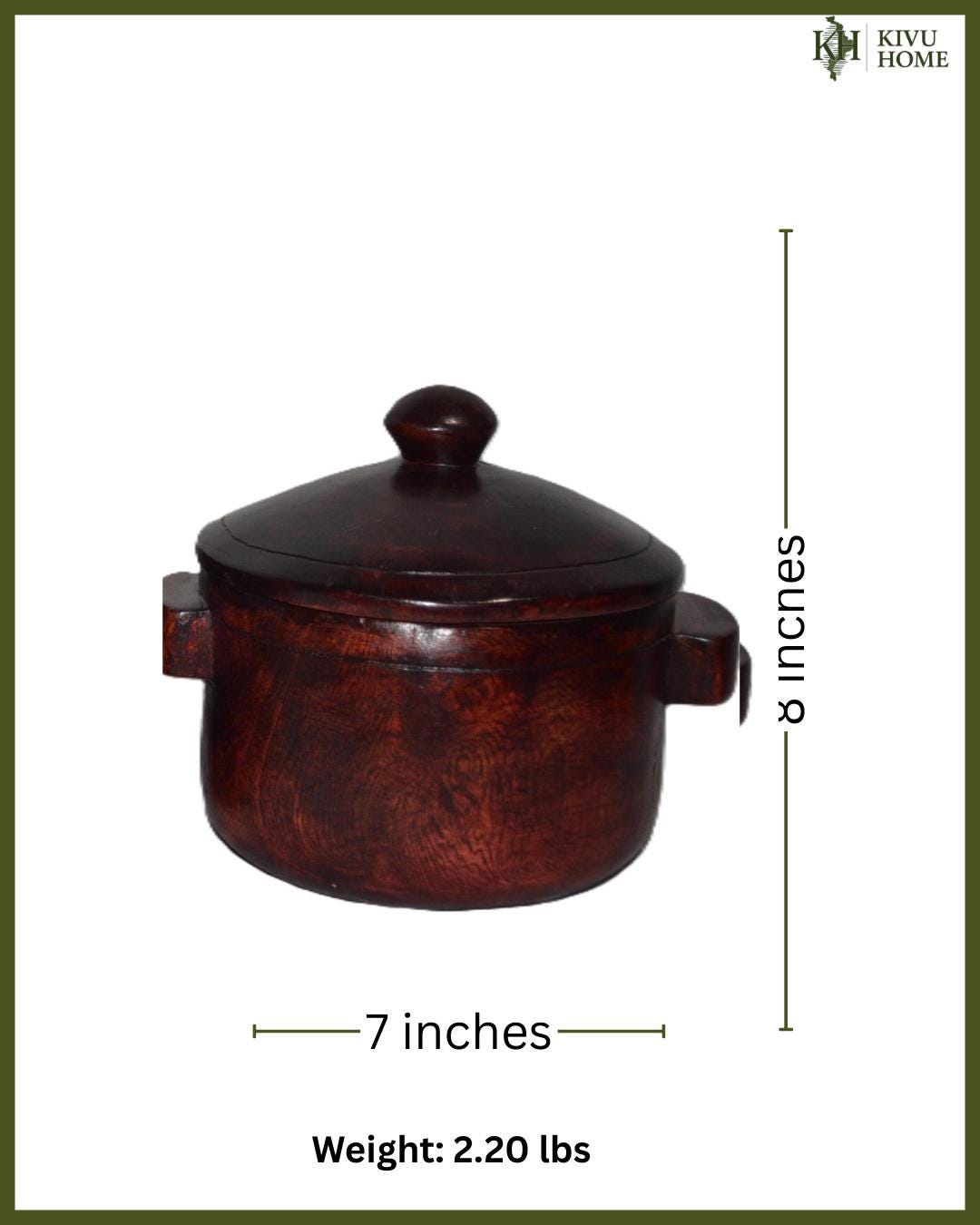 Hand Carved Rwandan Wooden Bowl with Lid, Dark Mahogany Spice Jar