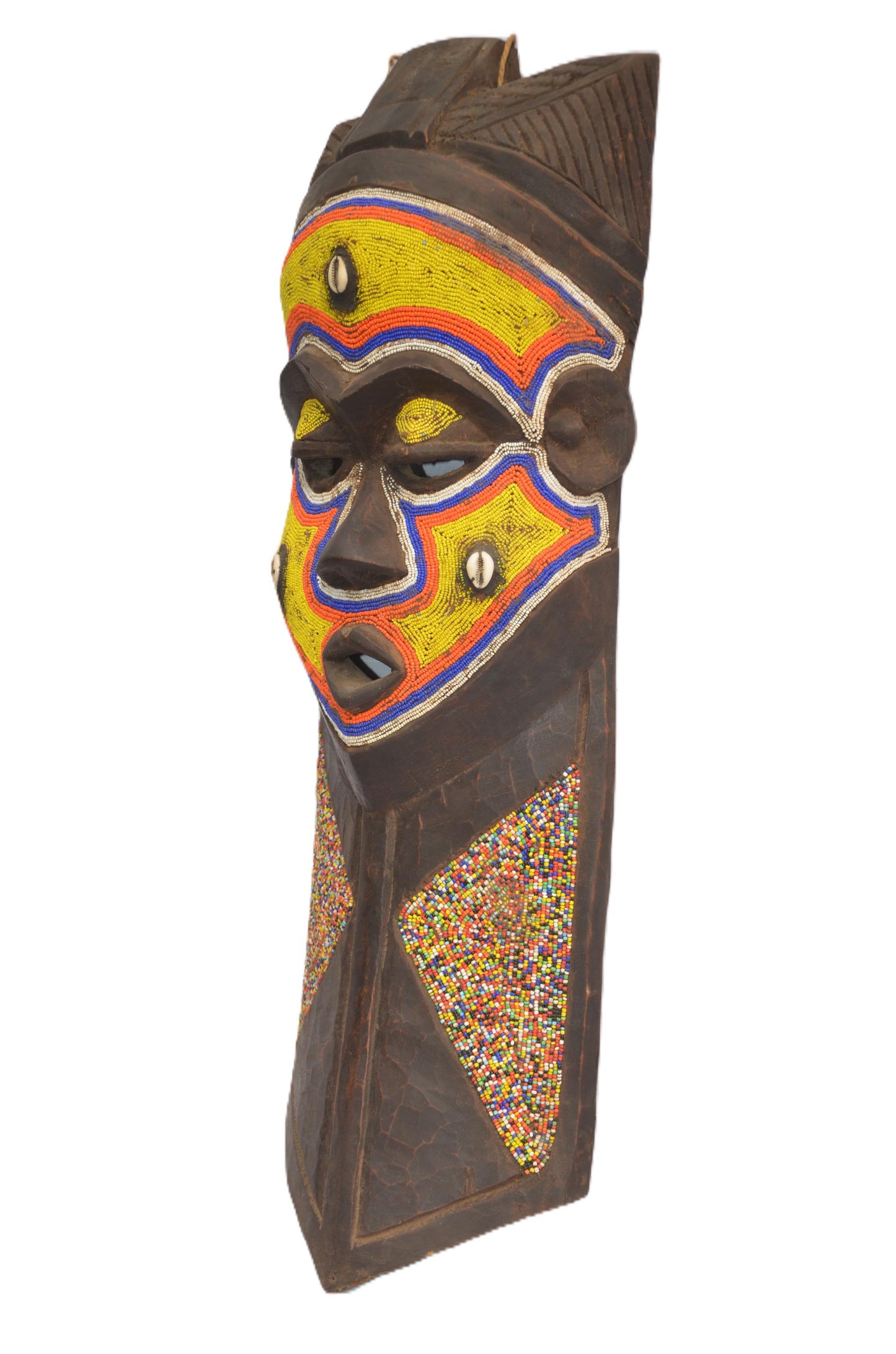 Hemba Beaded Mask, African Tribal Wall Decor, Handmade Congo Art
