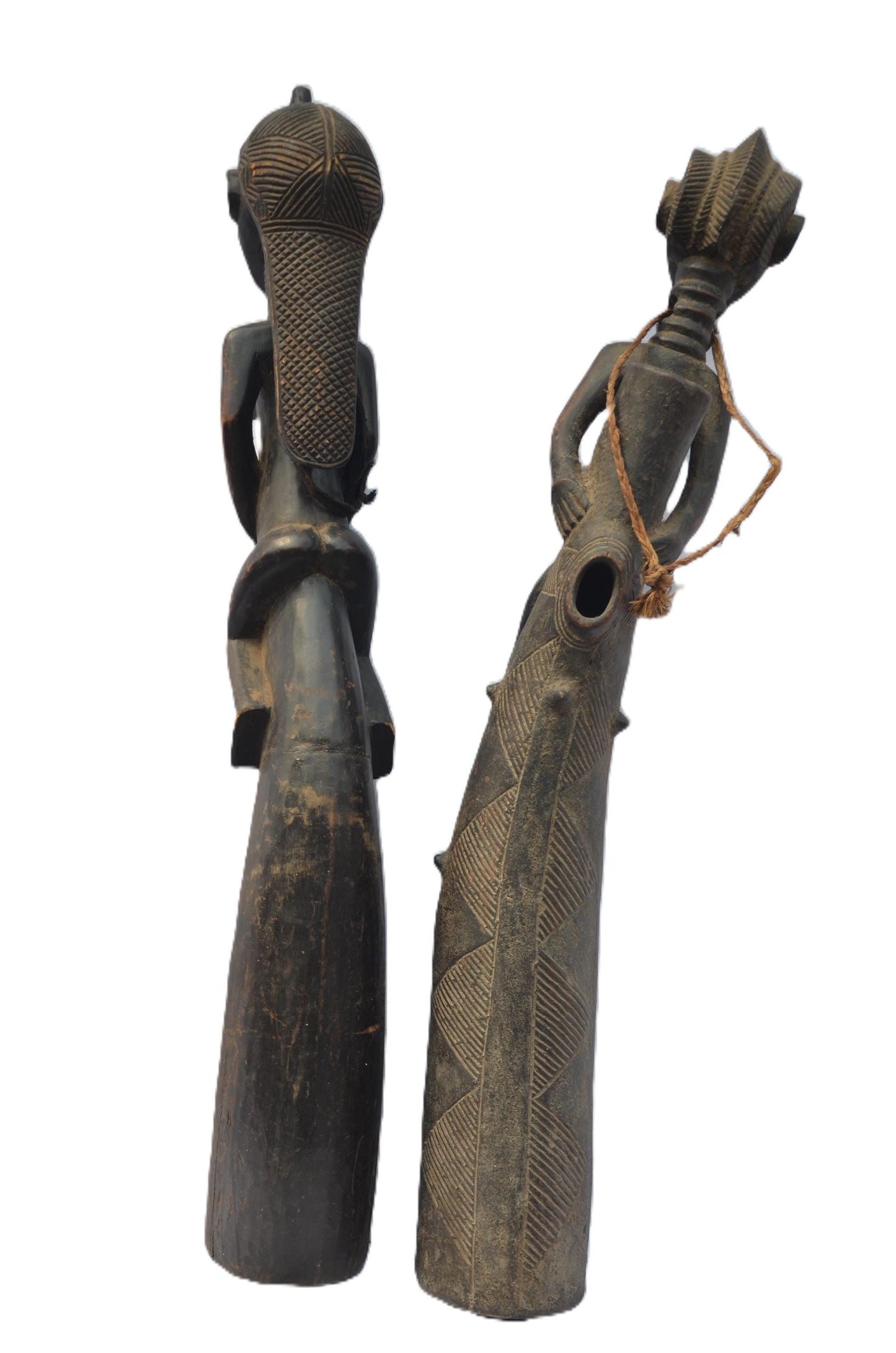 Tabwa Couple Statue, Hand-Carved African Sculpture, Tribal Art Congo