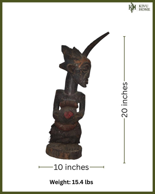 Chibinda Songye Statue – Hand-Carved African Wood Sculpture – Congo Tribal Art