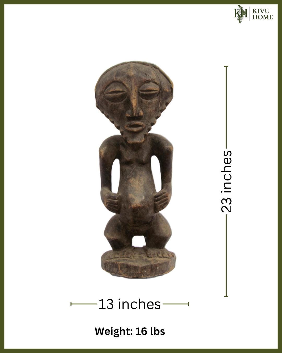 Antique Bembe Female Figure – Congo Tribal Wood Statue – African Ancestor Art