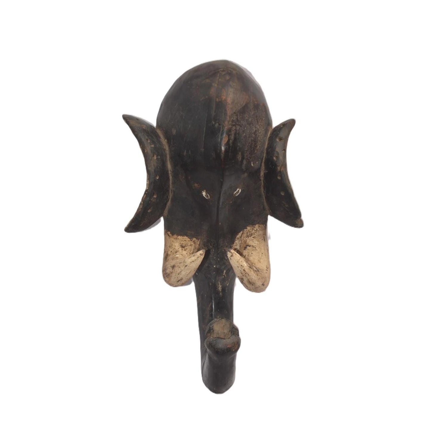 African Elephant Mask – Hand-Carved Wood Tribal Wall Art – Safari Home Decor