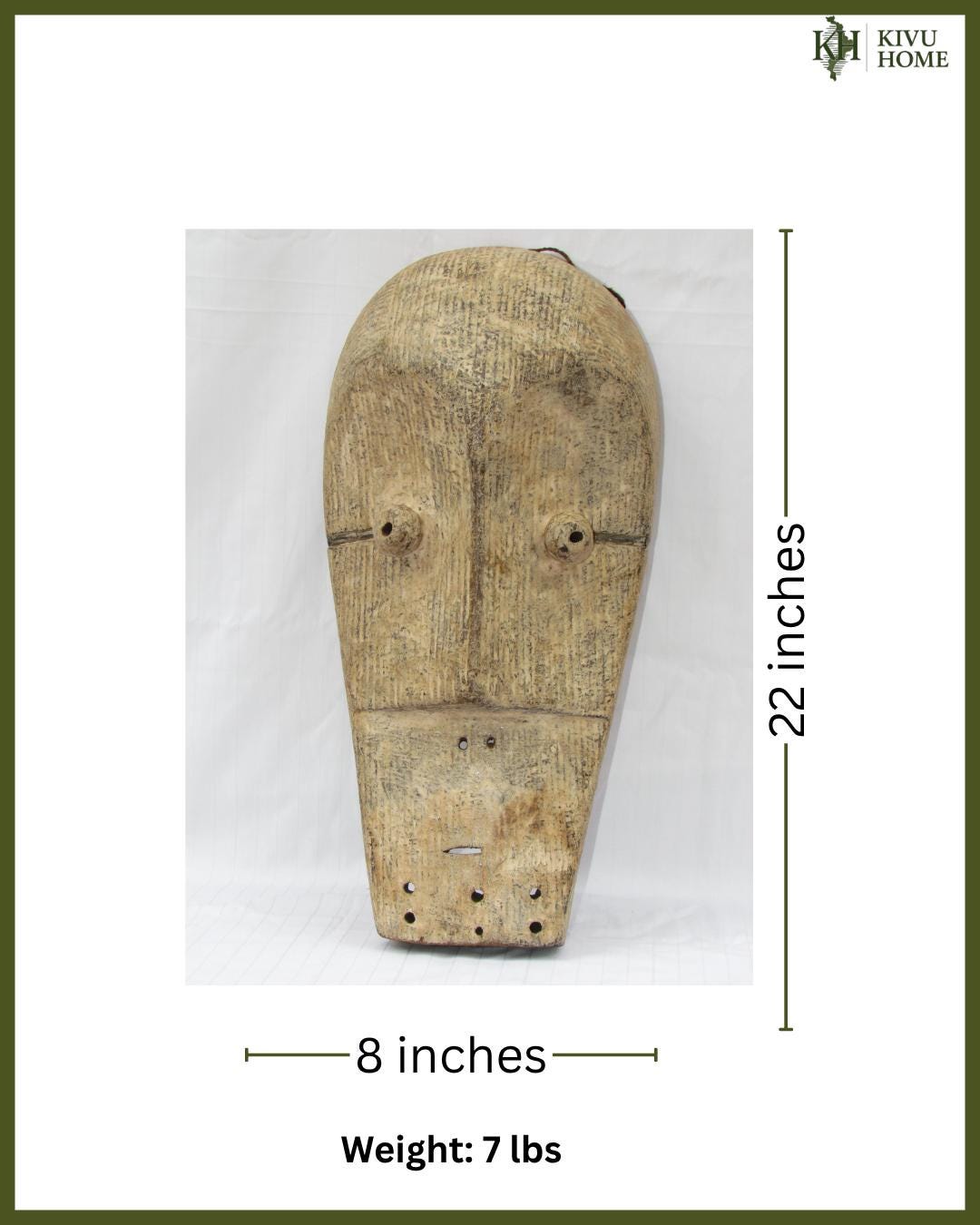 Antique Ngweto Mask – Hand-Carved Wood Wall Decor – Congo African Tribal Art