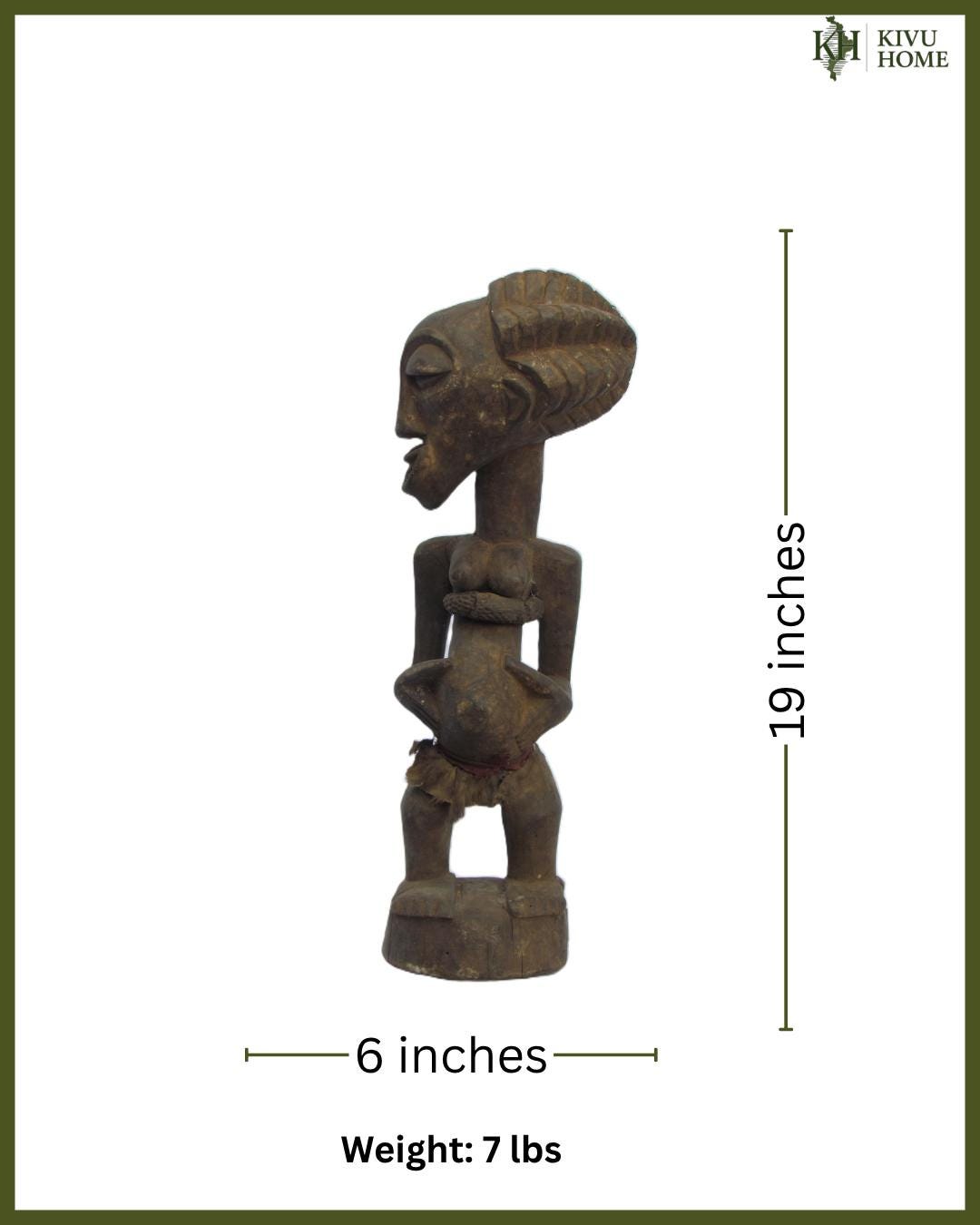 Vintage Female Songye Statue – Kongolo Congo Wood Sculpture – African Ritual Art