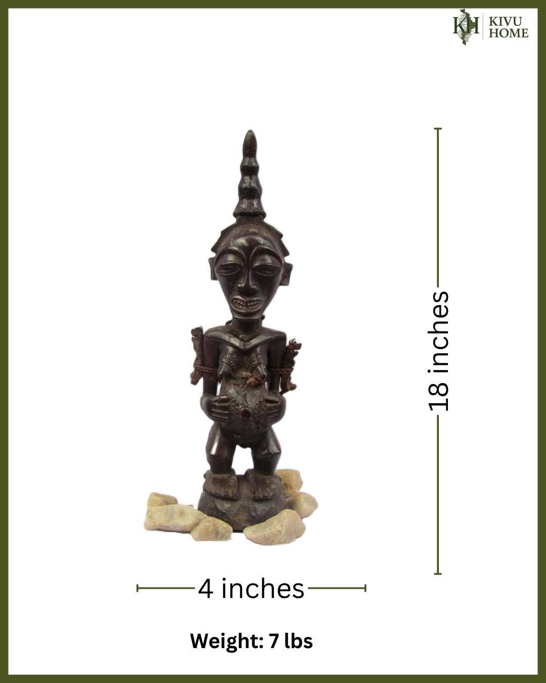 Songye Male Power Figure – Nkisi Wood Sculpture – Congo & Zambia Tribal Art