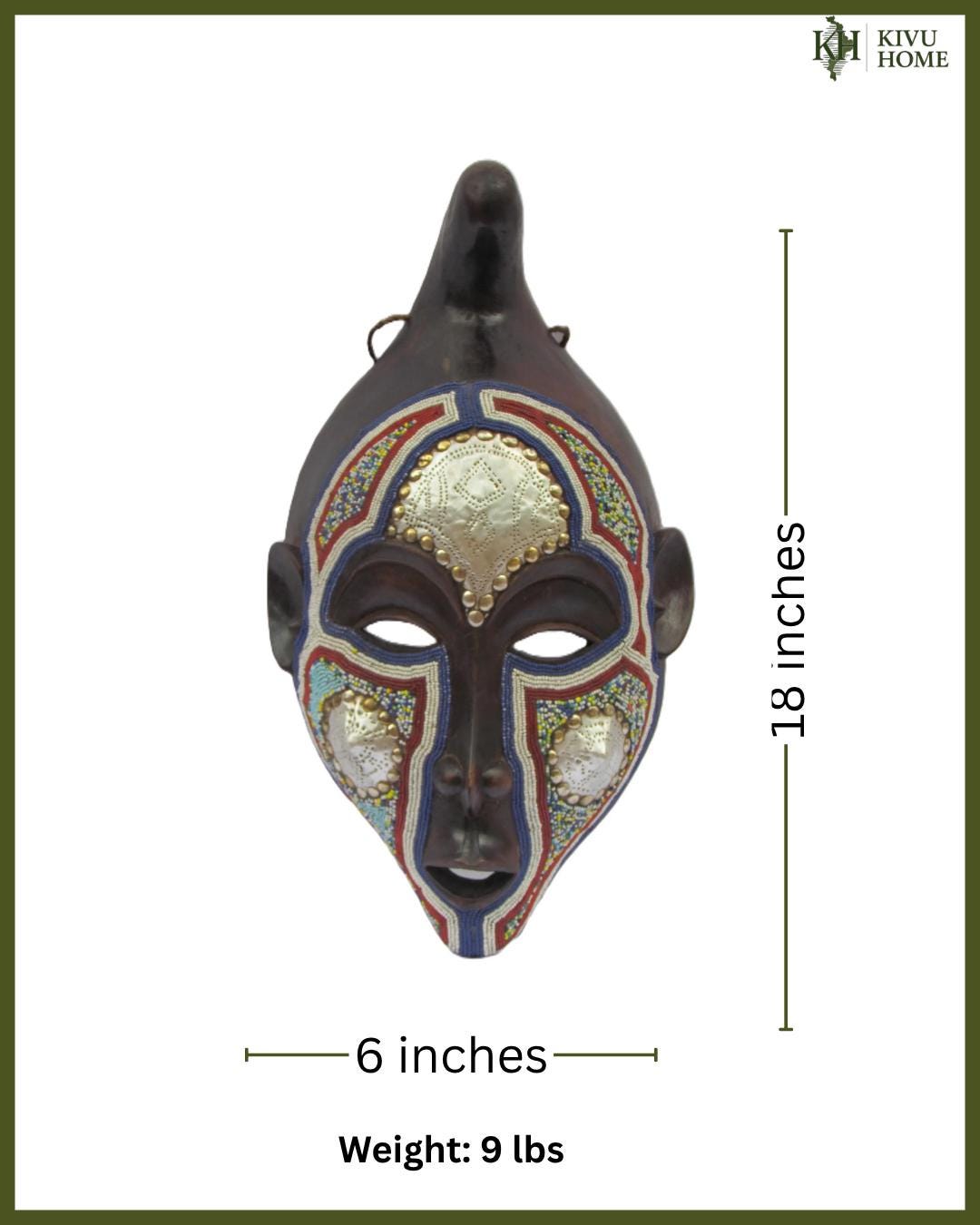 Kumu Mask – Geometrically Abstract Wood Wall Art – Kisangani Congo Tribal Art