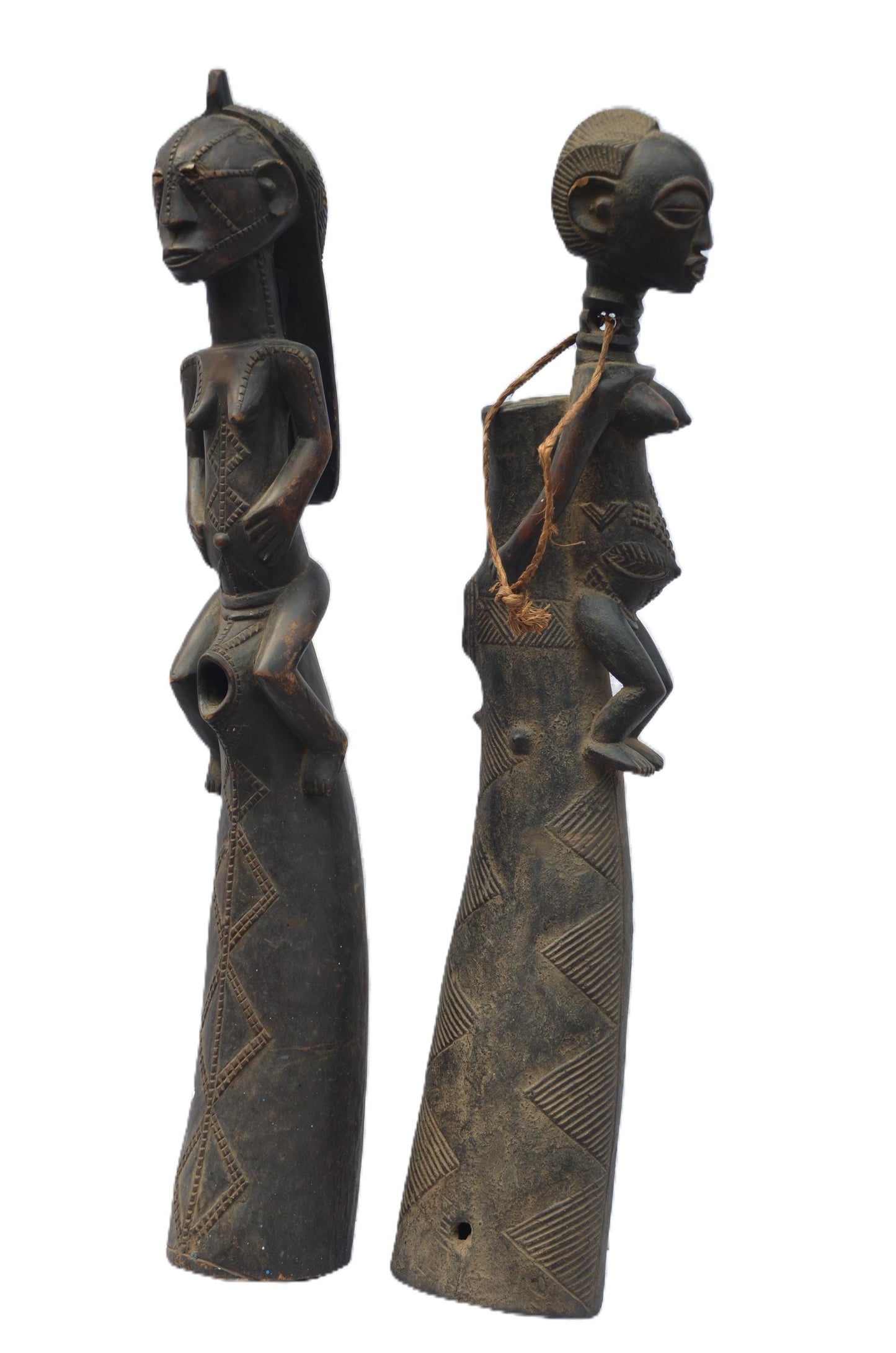 Tabwa Couple Statue, Hand-Carved African Sculpture, Tribal Art Congo