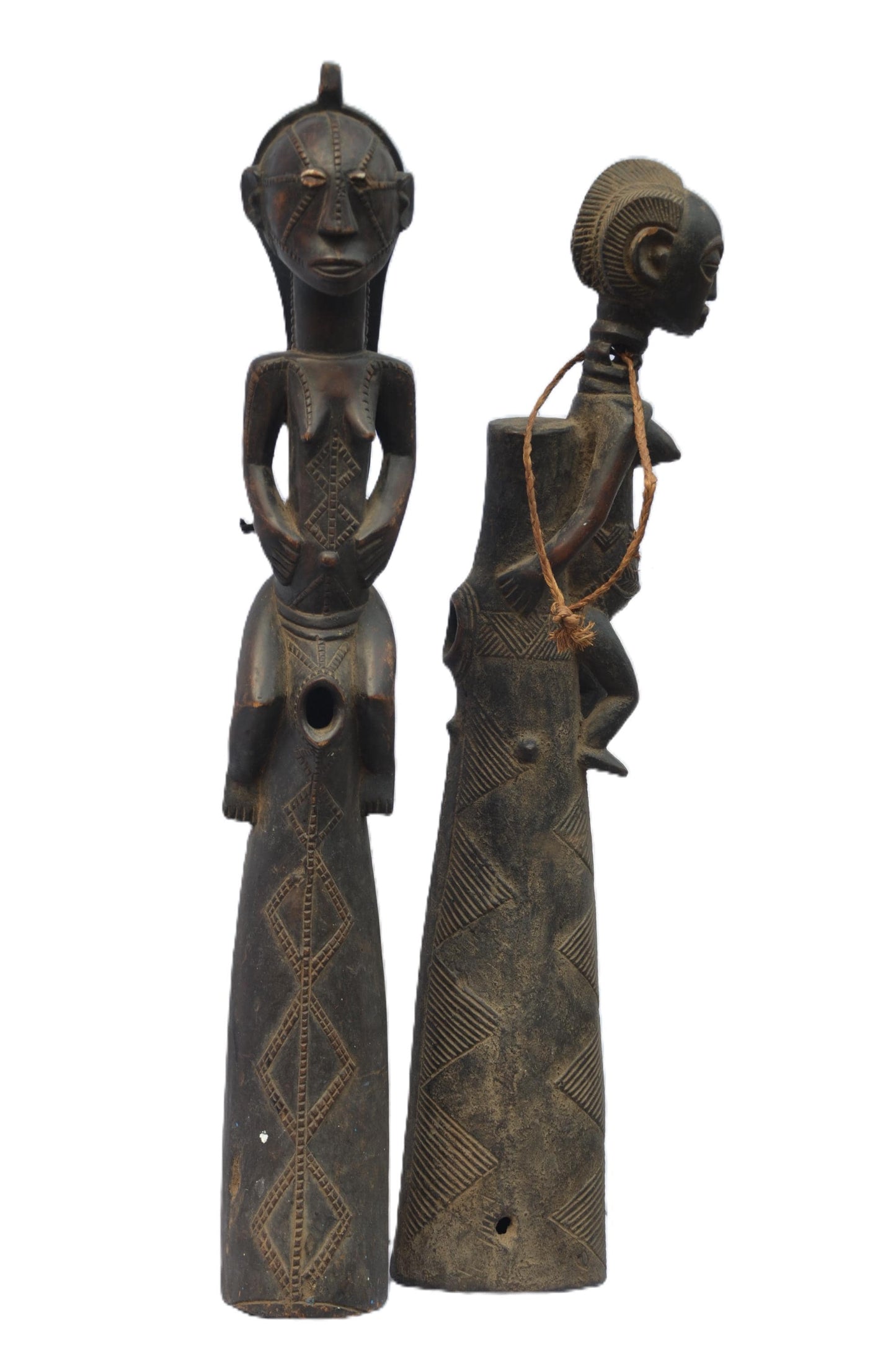 Tabwa Couple Statue, Hand-Carved African Sculpture, Tribal Art Congo