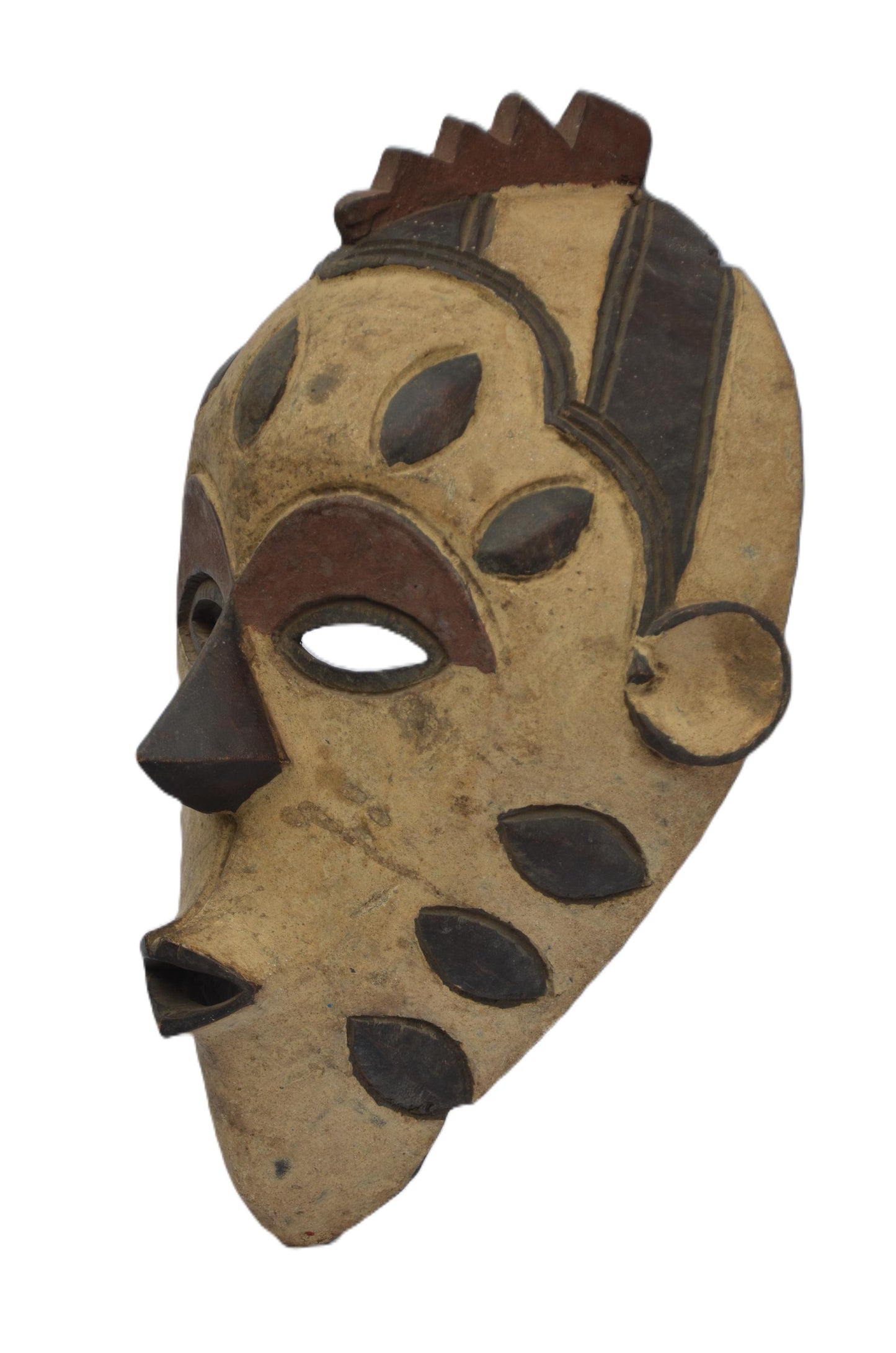Bakuba Mask – 20" Hand-Carved Wood Wall Art – Congo Kuba Kingdom Tribal Decor