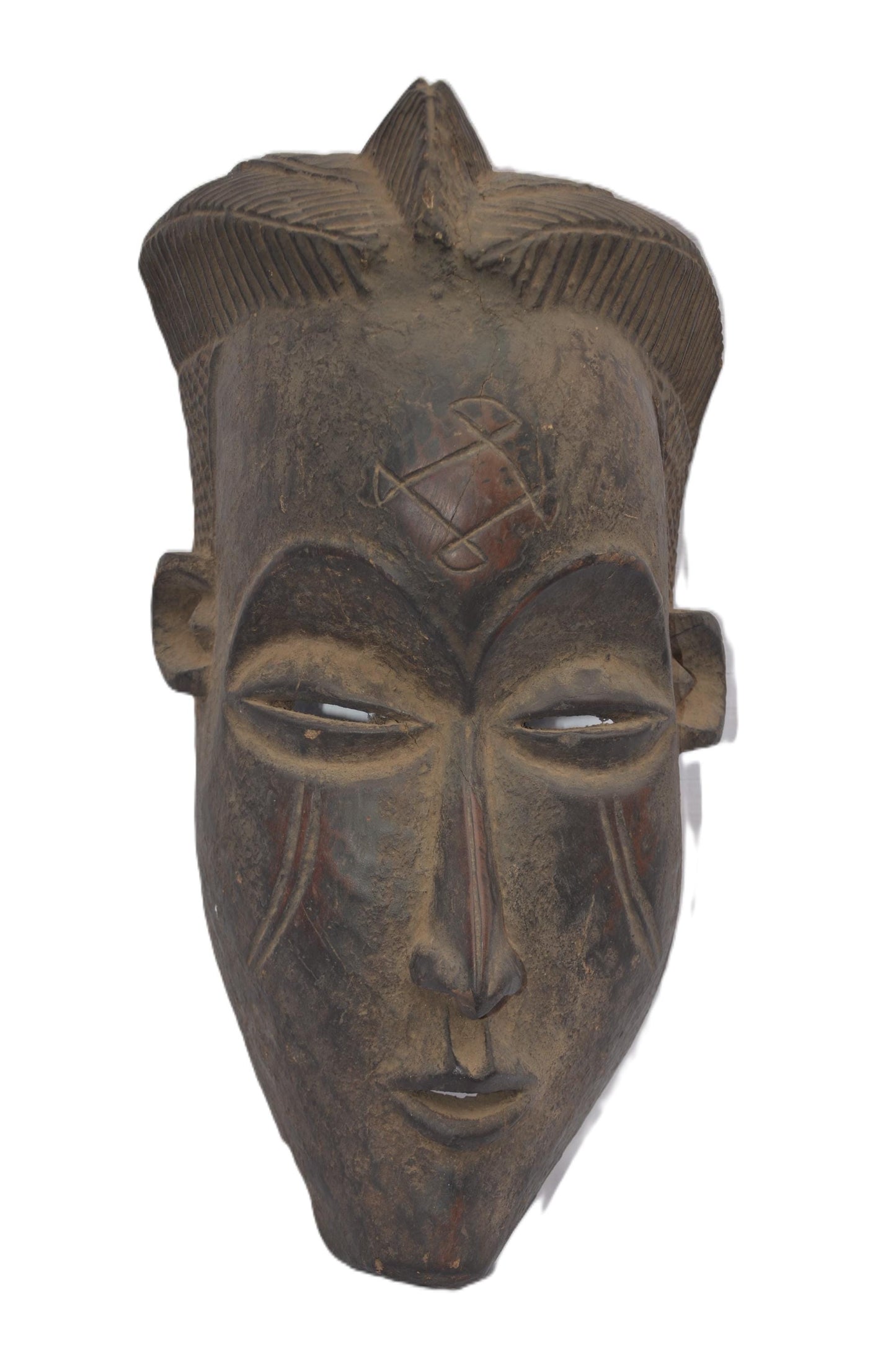 Large Chokwe Mask – 24" Hand-Carved Wood Wall Art – Congo Tribal Decor Art