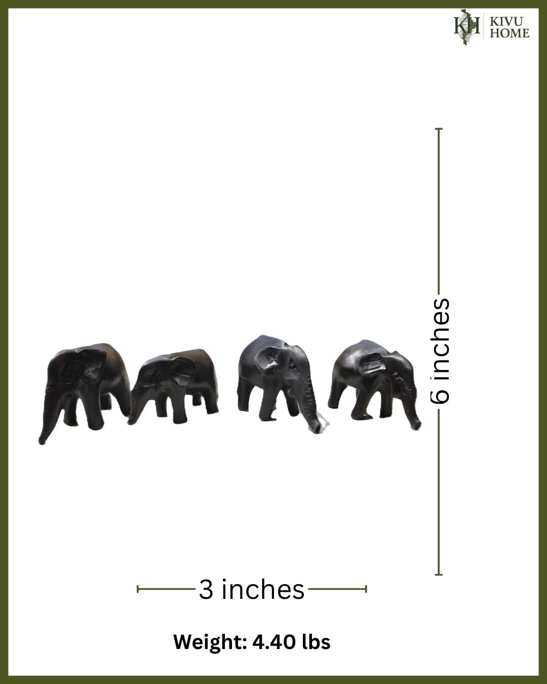 Set of 4 Hand Carved Wooden Elephant Figurines for Lucky Home Decor and Gifts