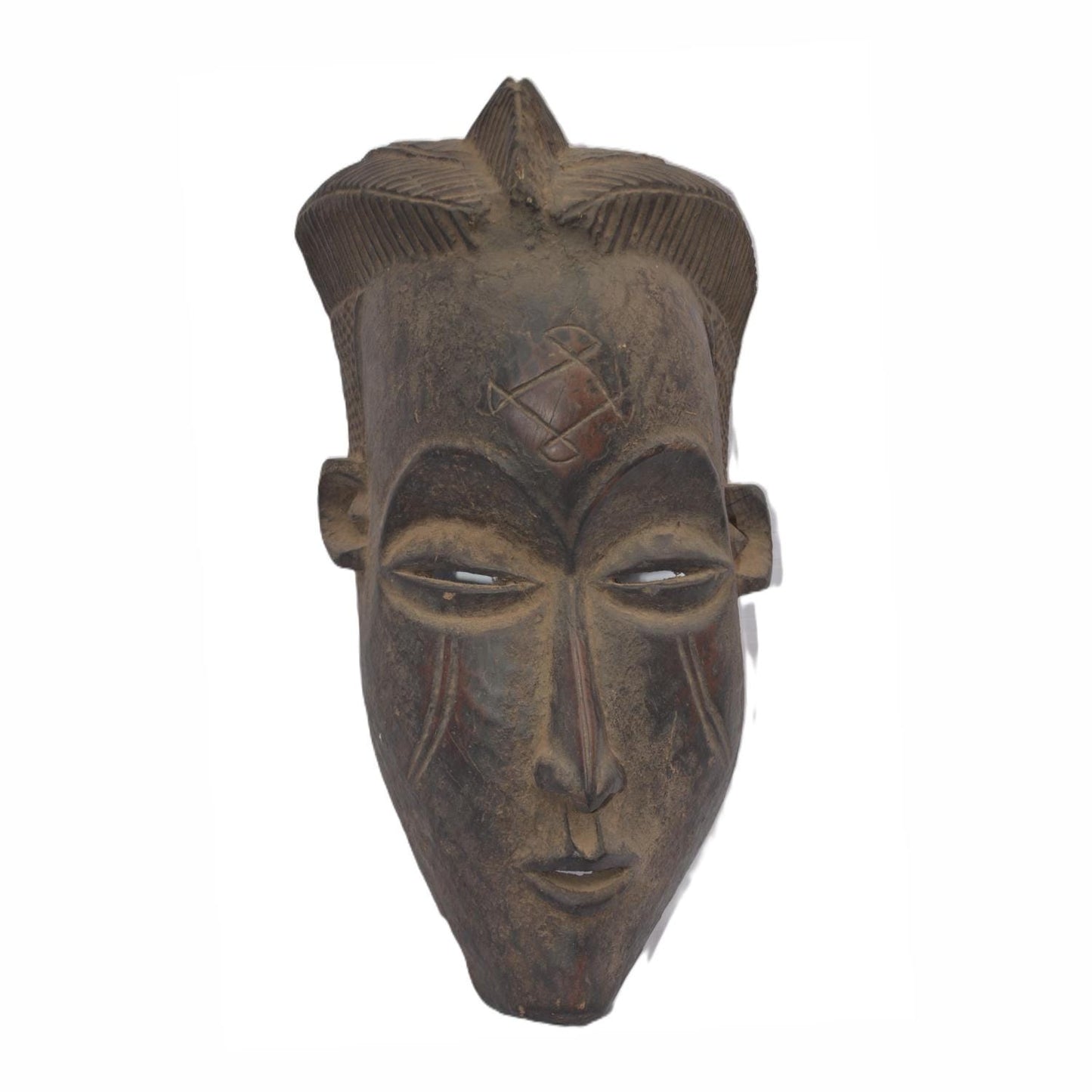 Large Chokwe Mask – 24" Hand-Carved Wood Wall Art – Congo Tribal Decor Art