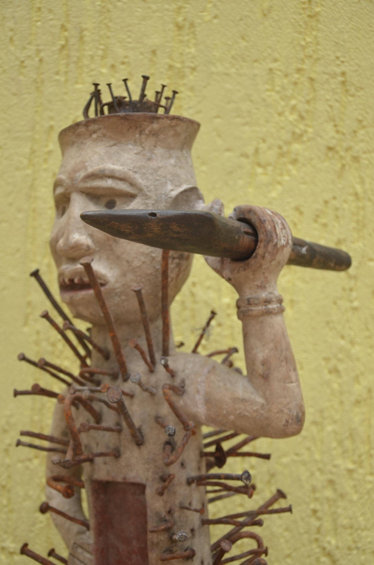 Large Kongo Power Figure – 22" Nkisi Nkondi Nail Statue – African Ritual Art