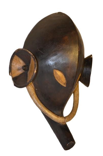 Afo Elephant Mask – 17" Hand-Carved Wood Wall Art – Nigeria Tribal Decor