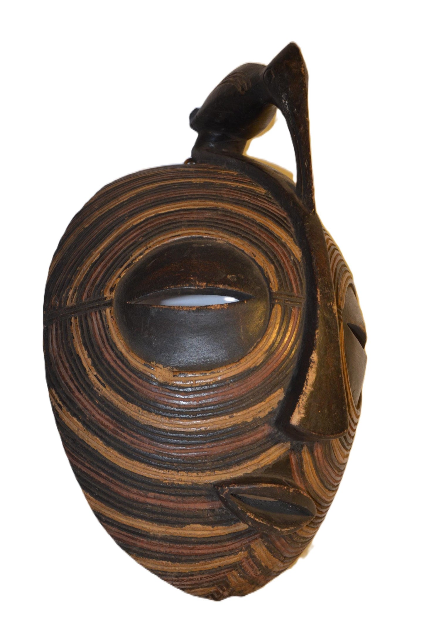 Vintage Luba Mask – 17" Hand-Carved Wood Wall Art – Congo Tribal Spirit Mask