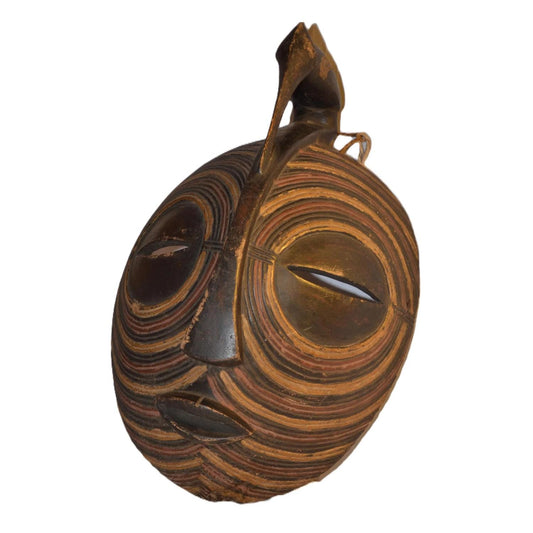 Vintage Luba Mask – 17" Hand-Carved Wood Wall Art – Congo Tribal Spirit Mask