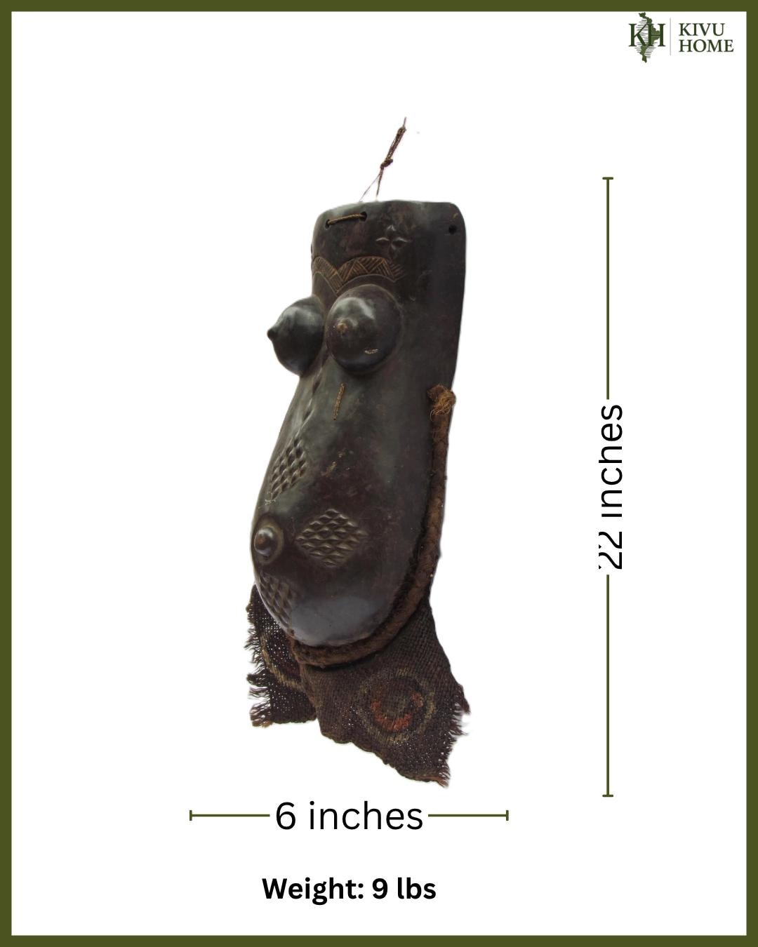 Vintage Luba Mask – Hand-Carved Wood Wall Hanging – African Congo Tribal Art
