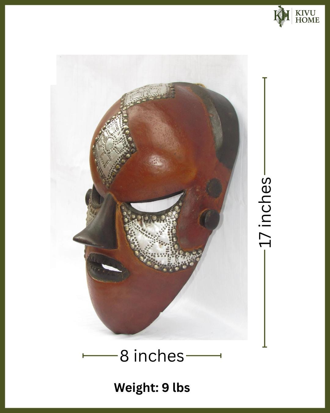Vintage Teke Mask – Circular Hand-Carved Wood Wall Hanging – Congo Tribal Art