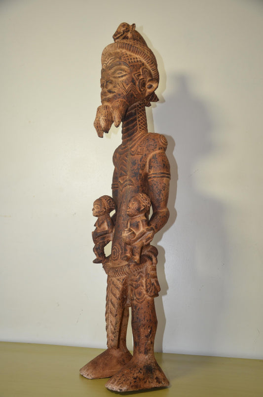 Large Bena Lulua Ancestor Figure – 40" Congo Wood Statue – African Tribal Art