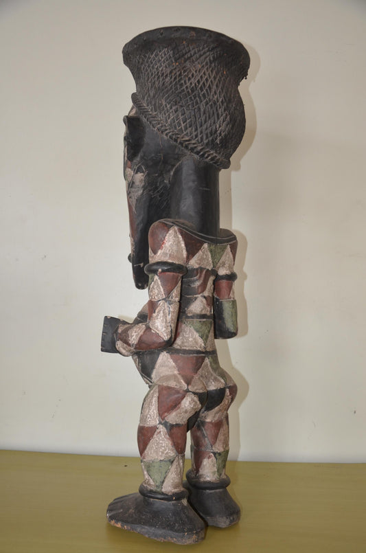 Large Songye Power Figure – 34" Polychrome Nkisi Statue – Congo Ancestor Art