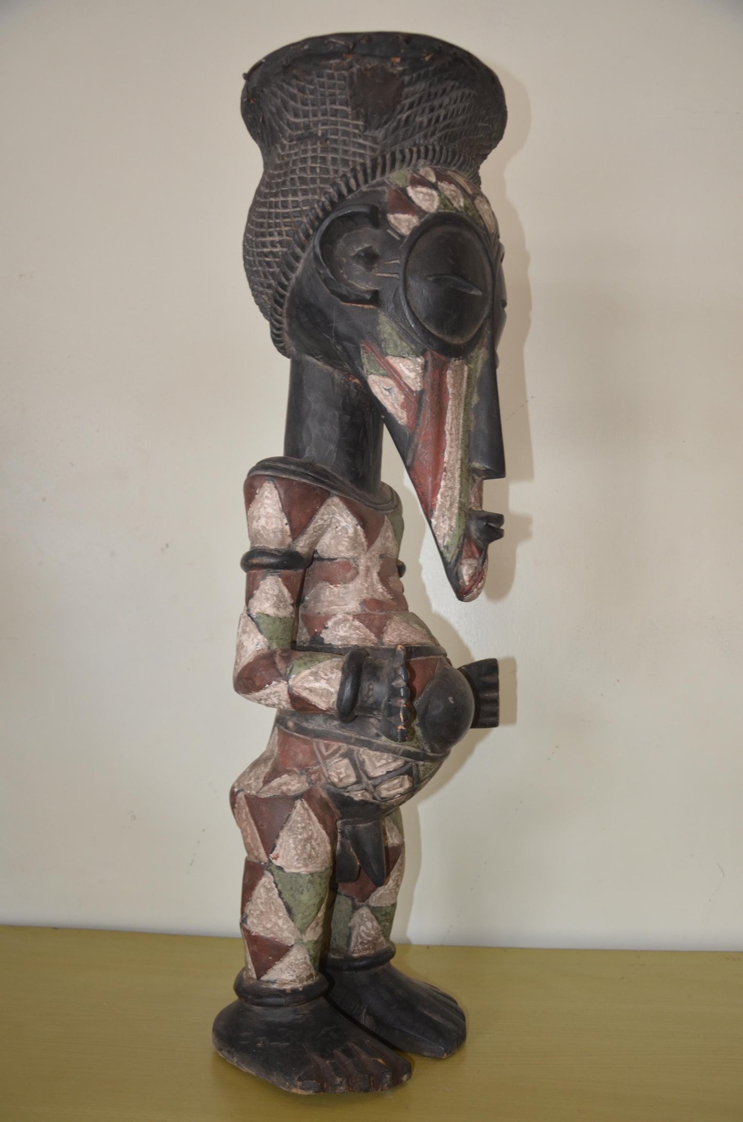 Large Songye Power Figure – 34" Polychrome Nkisi Statue – Congo Ancestor Art