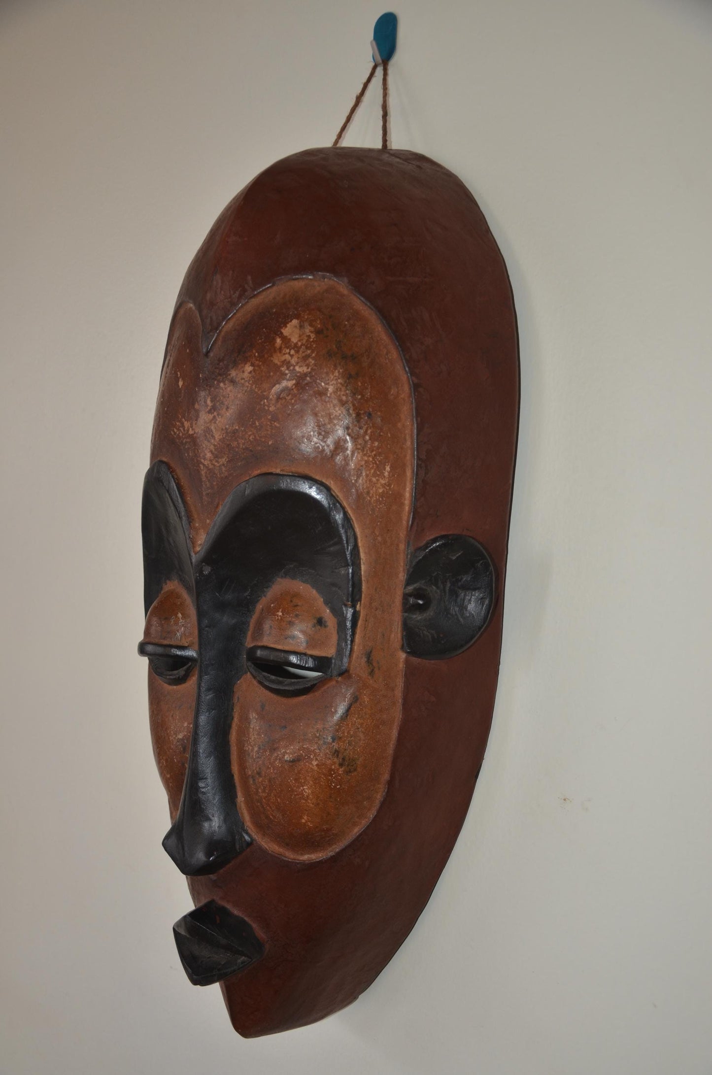 Handmade African Fang Mask – 24" Gabon Tribal Wall Art – Large Wood Ngil Mask