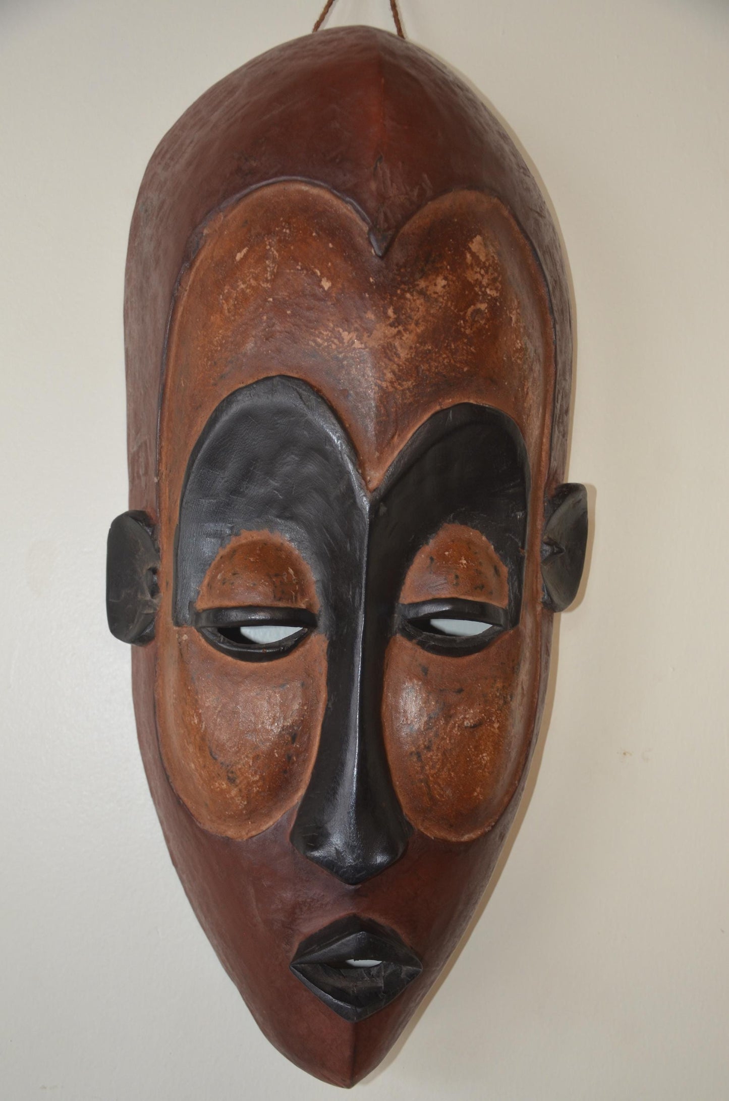 Handmade African Fang Mask – 24" Gabon Tribal Wall Art – Large Wood Ngil Mask