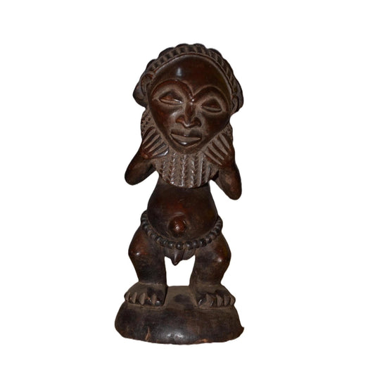 Authentic Kumu Statue – African Tribal Art – Hand-Carved Congo Wood Figurine