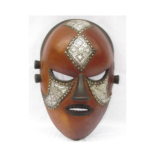 Vintage Teke Mask – Circular Hand-Carved Wood Wall Hanging – Congo Tribal Art