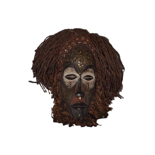 Authentic Beaded Chokwe Mask – Hand-Carved Wood Tribal Wall Decor – Congo Art