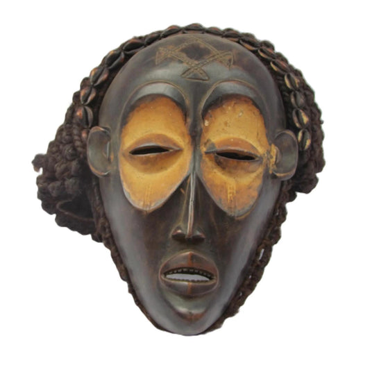 Vintage Chokwe Pwo Mask – 16" Congo Tribal Wall Art – African Feminine Decor