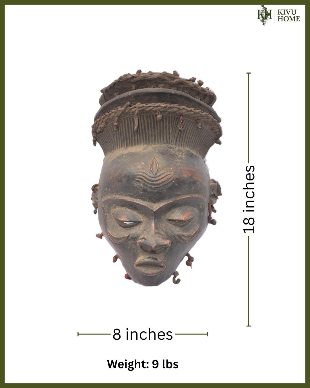 Pende Mbangu Mask – Hand-Carved Wood Tribal Wall Decor – Congo African Ritual Art
