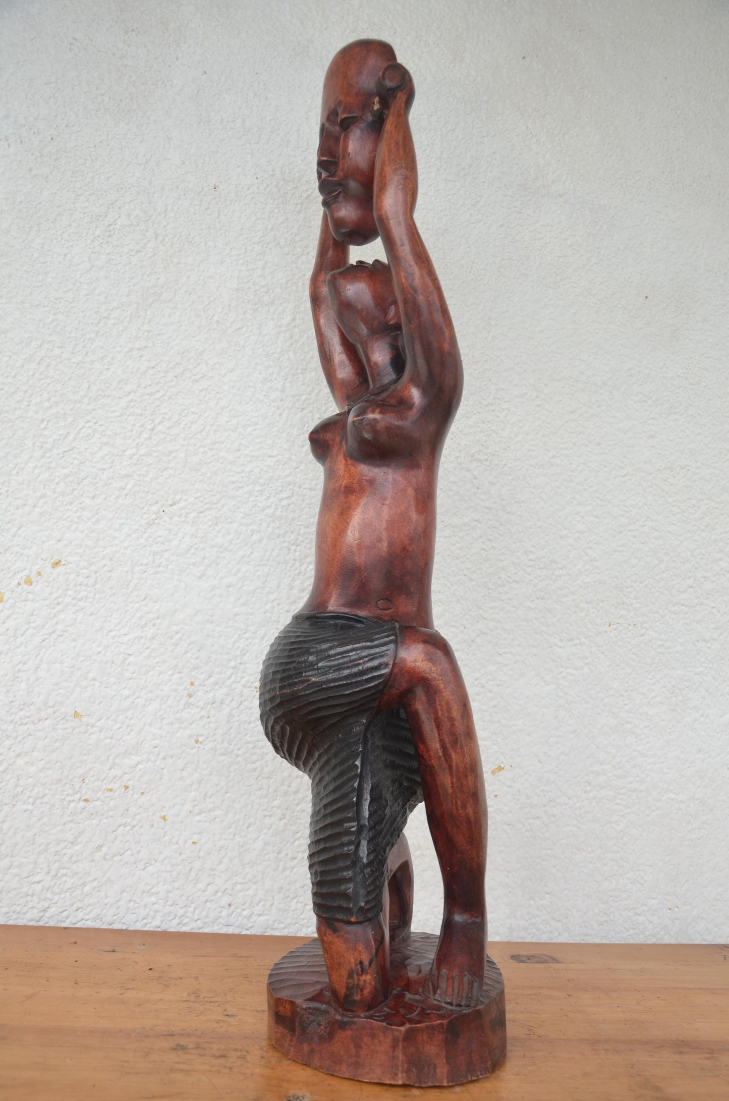 Handmade Nyiranzage Statue – 34" Rwanda Wood Sculpture – African Female Figure