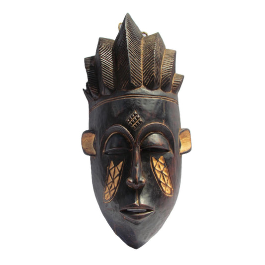 Large 34" Chokwe Tribal Mask – Hand-Carved Wood Wall Decor – Congo African Art
