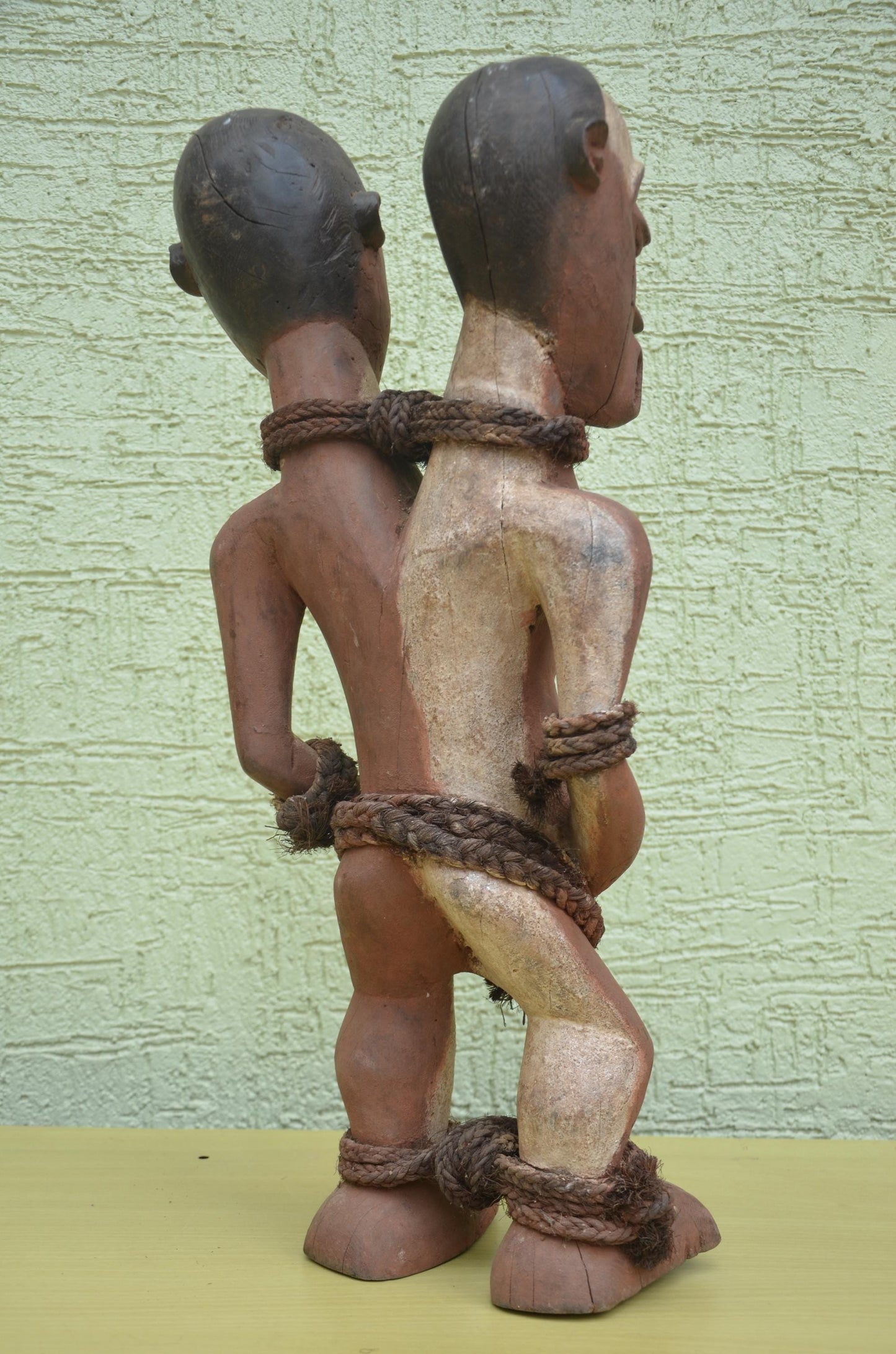 Pende Mbangu Janus Statue – 15" Dual Head Congo Figure – African Tribal Art