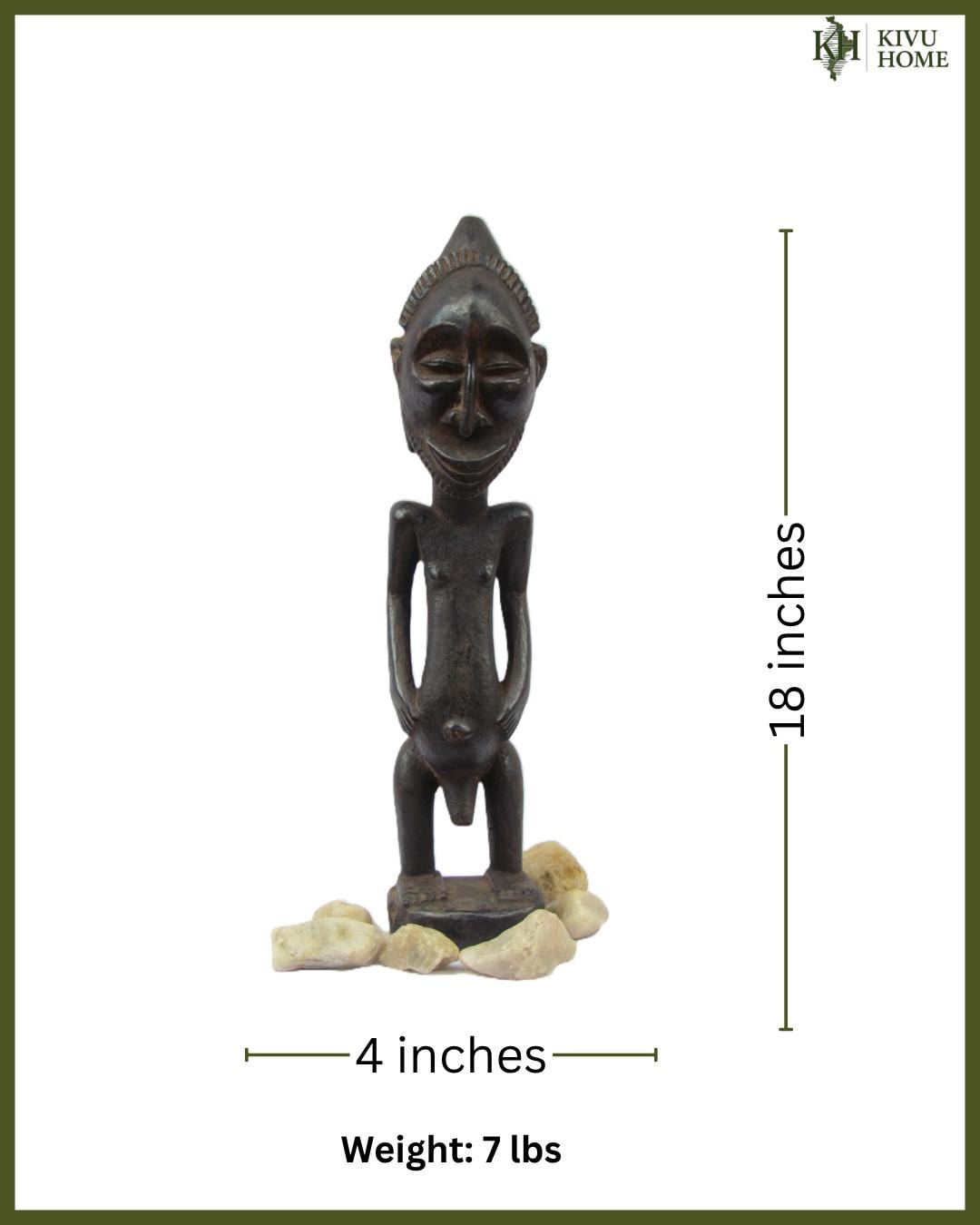 Hemba Male Ancestor Figure – Singiti Wood Sculpture – Congo African Tribal Art
