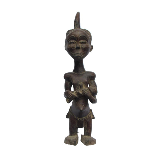 Rare Lulua Maternity Statue – 27" Hand-Carved Wood Sculpture – Congo Mother Art