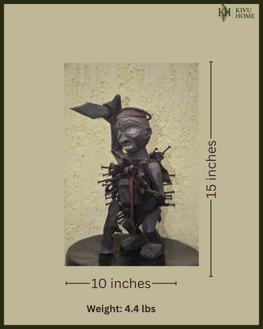 Nkisi Nkondi Nail Statue – 15" Kongo Power Figure – Congo Ritual African Art